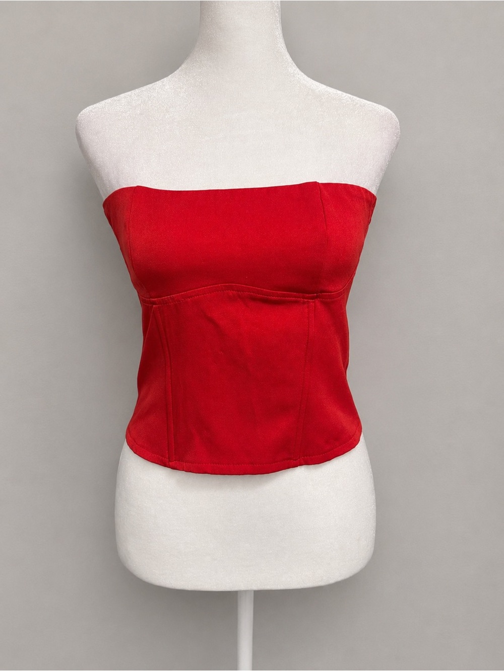 Edikted Red Corset Top Medium Strapless Lace Up Back Bustier Y2K Going Out